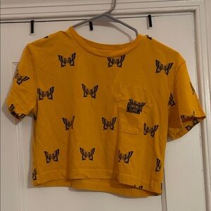 Yellow Skull Butterfly Print T-Shirt